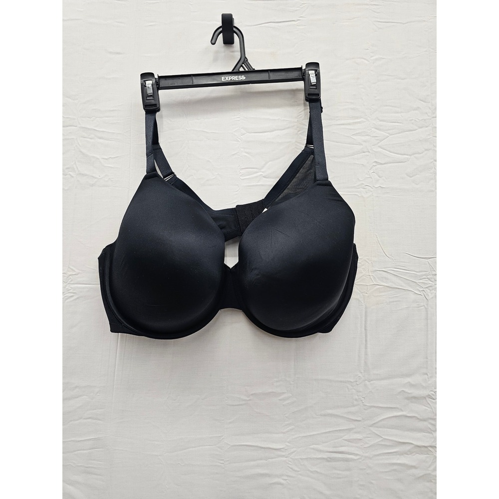 Auden Womens Demi Coverage T-Shirt Bra Black Nylon Blend Casual Size 46DDD